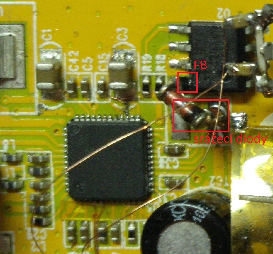 SDR - odpojení interního regulátoru 1,2 V - srážecí obvod